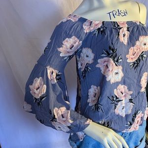 Floral off the shoulder with peplum sleeves